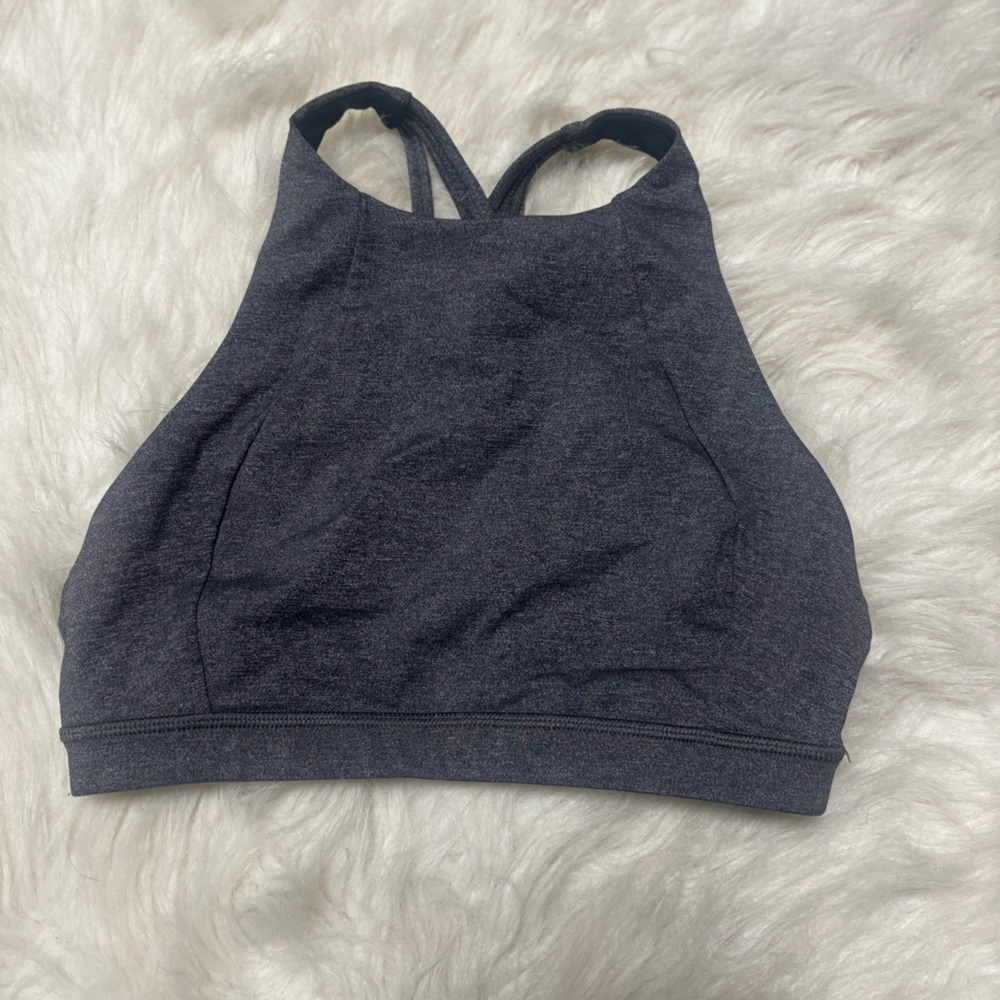 Lululemon Free to be Serene High Heck Sports Bra Heathered Black / Gray size 6